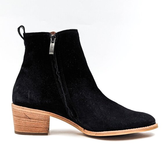 Paul Green Women Sante Zip Western Chelsea Black Suede Ankle Boots size 8US AUS5 - Picture 9 of 11